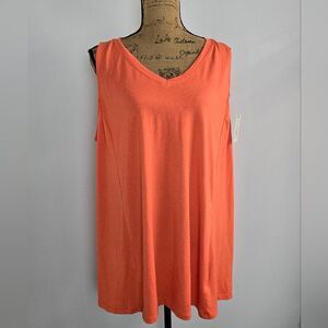 Terra & Sky Sleeveless Cut-out Back  Tank Top Sz 1X or 16W/18W Coral Orange